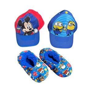Mickey Mouse Hat & Minions Hat, Paw Patrol Slippers Bundle Set